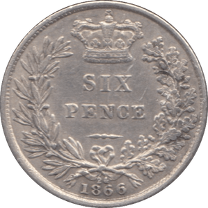 1866 SIXPENCE ( GVF ) DIE 24 - Sixpence - Cambridgeshire Coins