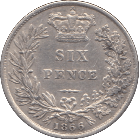 1866 SIXPENCE ( GVF ) DIE 24 - Sixpence - Cambridgeshire Coins