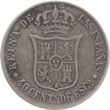 1866 SPAIN SILVER 40 CENTIMOS - WORLD COINS - Cambridgeshire Coins