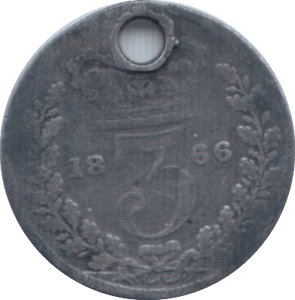 1866 THREEPENCE ( FAIR ) HOLED - Threepence - Cambridgeshire Coins