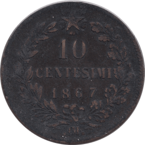 1867 10 CENTESIMI ITALY( NF ) - WORLD COINS - Cambridgeshire Coins