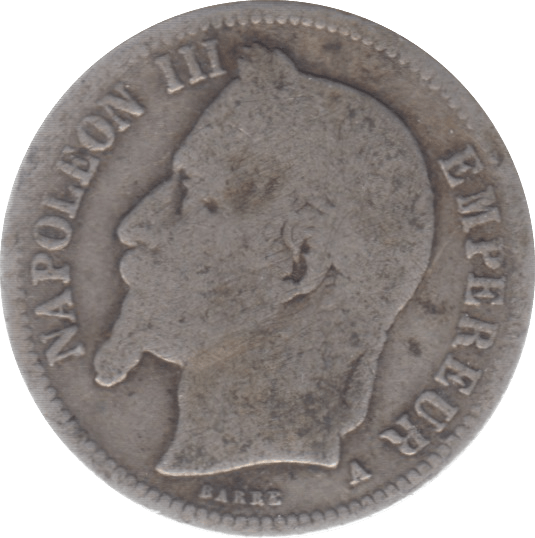 1867 FRANCE SILVER FRANC - SILVER WORLD COINS - Cambridgeshire Coins