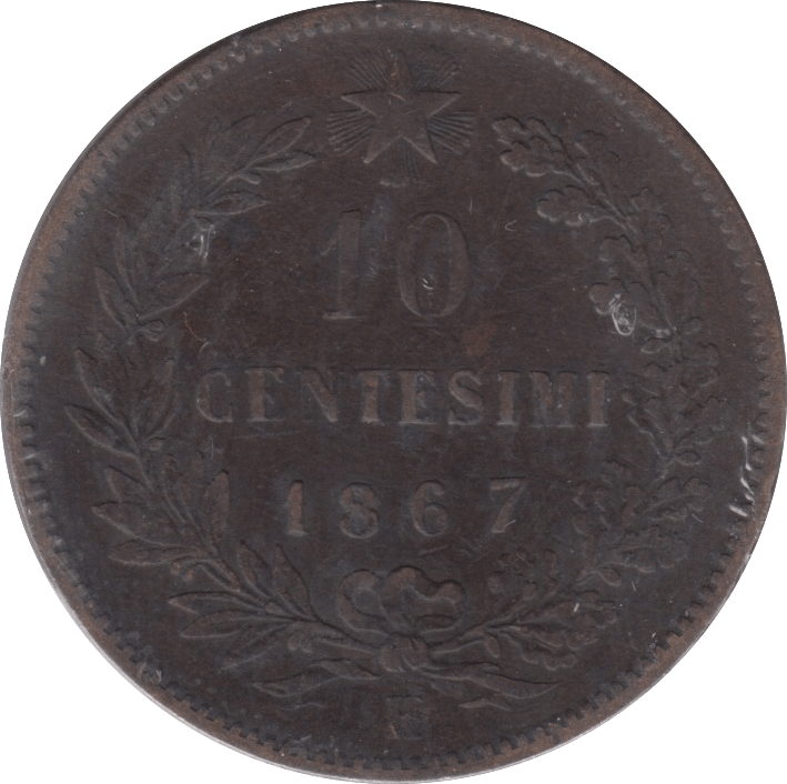 1867 ITALY 10 CENTISIMI - WORLD COINS - Cambridgeshire Coins