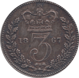 1867 MAUNDY THREEPENCE ( AUNC ) - Maundy Coins - Cambridgeshire Coins