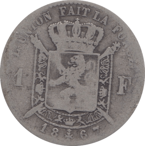 1867 SILVER 1 FRANC FRANCE - SILVER WORLD COINS - Cambridgeshire Coins