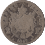 1867 SILVER 2 FRANCS FRANCE - SILVER WORLD COINS - Cambridgeshire Coins