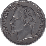 1867 SILVER 5 FRANCS FRANCE - SILVER WORLD COINS - Cambridgeshire Coins