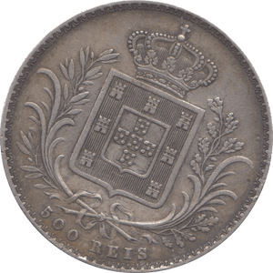 1867 SILVER 500 REIS PORTUGAL - SILVER WORLD COINS - Cambridgeshire Coins