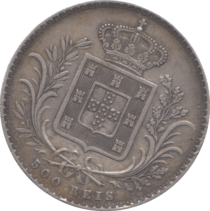 1867 SILVER 500 REIS PORTUGAL - SILVER WORLD COINS - Cambridgeshire Coins