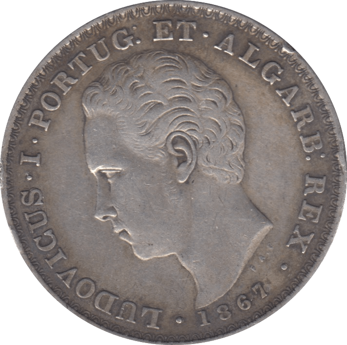1867 SILVER 500 REIS PORTUGAL - SILVER WORLD COINS - Cambridgeshire Coins