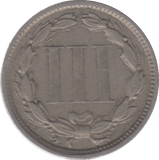 1867 THREE CENTS USA - WORLD COINS - Cambridgeshire Coins