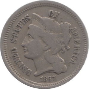 1867 THREE CENTS USA - WORLD COINS - Cambridgeshire Coins