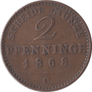 1868 2 PFENNIG GERMANY - WORLD COINS - Cambridgeshire Coins