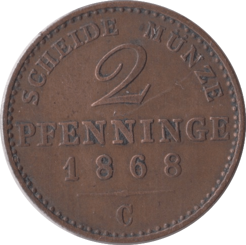 1868 2 PFENNIG GERMANY - WORLD COINS - Cambridgeshire Coins