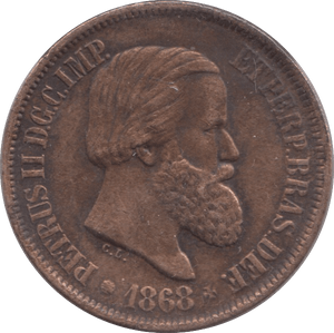 1868 20 REIS BRAZIL - WORLD COINS - Cambridgeshire Coins