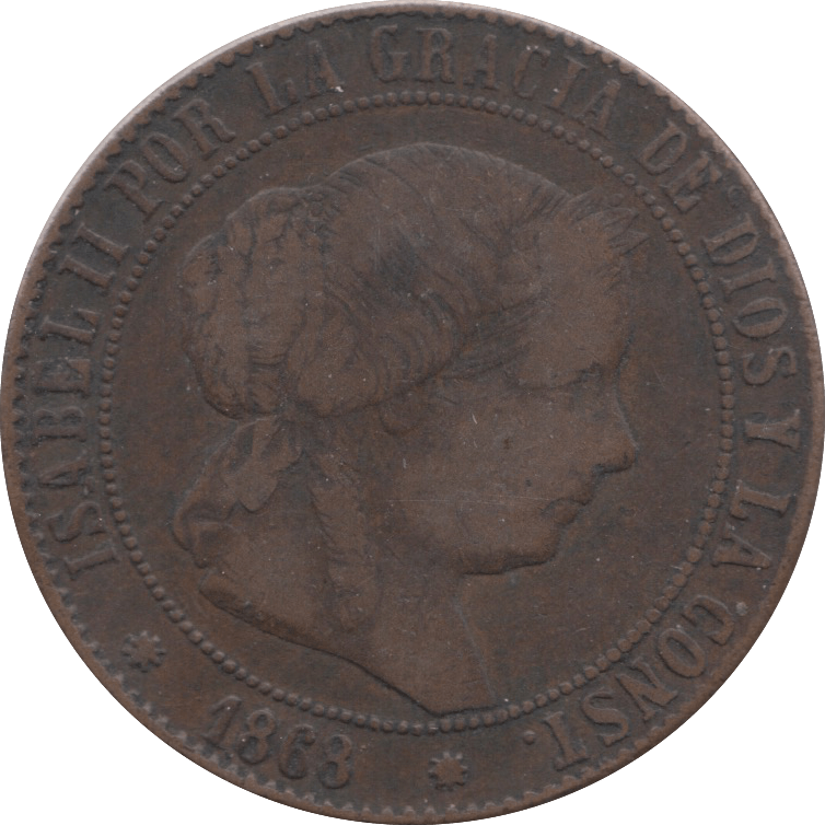 1868 5 CENTIMOS SPAIN - WORLD COINS - Cambridgeshire Coins