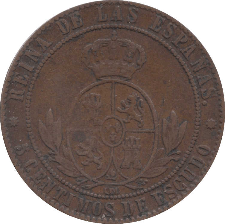 1868 5 CENTIMOS SPAIN - WORLD COINS - Cambridgeshire Coins