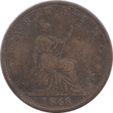 1868 FARTHING ( FINE ) - Farthing - Cambridgeshire Coins
