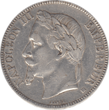 1868 FRENCH SILVER 5 FRANC - SILVER WORLD COINS - Cambridgeshire Coins