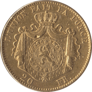 1868 GOLD BELGIUM 20 FRANCS - Gold World Coins - Cambridgeshire Coins