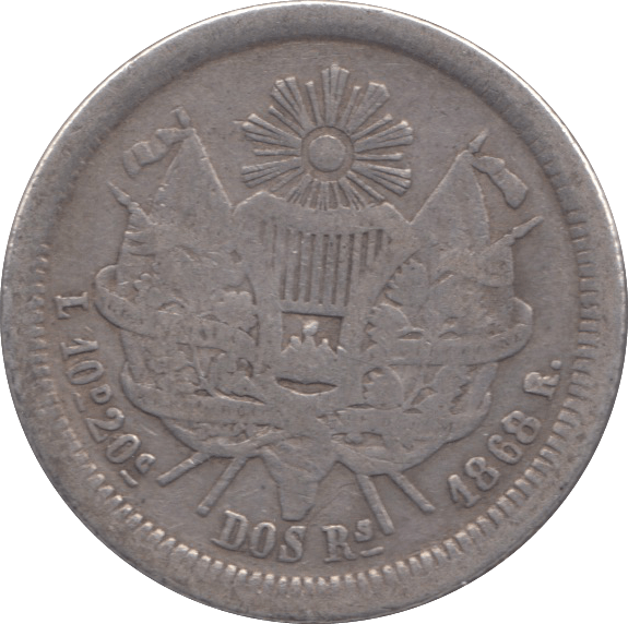 1868 GUATEMALA 2 REALES - WORLD COINS - Cambridgeshire Coins