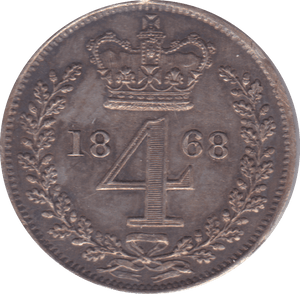 1868 MAUNDY FOURPENCE ( EF ) - Maundy Coins - Cambridgeshire Coins