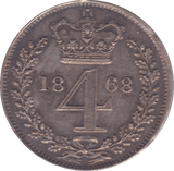 1868 MAUNDY FOURPENCE ( EF ) - Maundy Coins - Cambridgeshire Coins