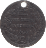 1868 ONE THIRD FARTHING ( VF ) HOLED - One Third Farthing - Cambridgeshire Coins