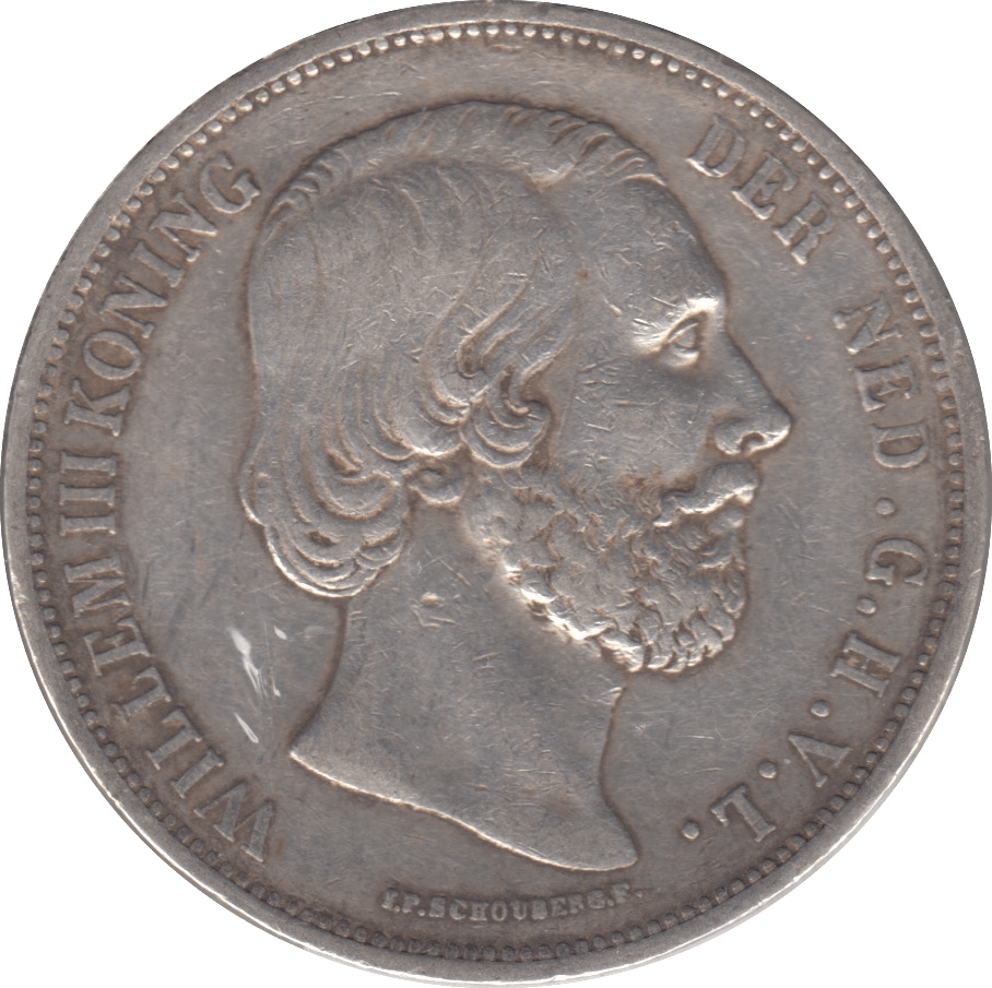 1868 SILVER 2 1/2 GULDEN NETHERLANDS - SILVER WORLD COINS - Cambridgeshire Coins