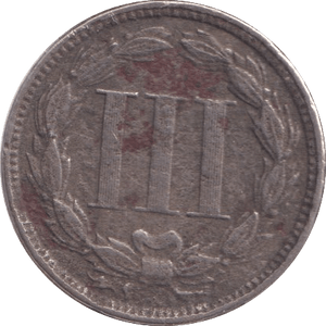 1868 SILVER 3 CENT USA - SILVER WORLD COINS - Cambridgeshire Coins