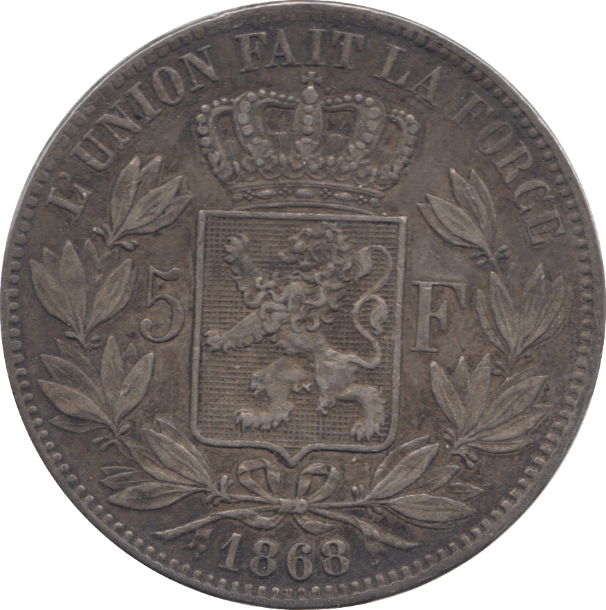 1868 SILVER BELGIAN COIN - SILVER WORLD COINS - Cambridgeshire Coins