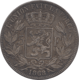 1868 SILVER BELGIAN COIN - SILVER WORLD COINS - Cambridgeshire Coins