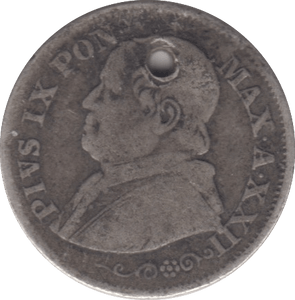 1868 SILVER ITALY PAPAL STATES 10 SOLDI HOLED - SILVER WORLD COINS - Cambridgeshire Coins