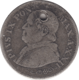 1868 SILVER ITALY PAPAL STATES 10 SOLDI HOLED - SILVER WORLD COINS - Cambridgeshire Coins