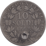1868 SILVER ITALY PAPAL STATES 10 SOLDI HOLED - SILVER WORLD COINS - Cambridgeshire Coins