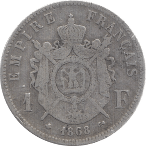 1868 SILVER ONE FRANC FRANCE - SILVER WORLD COINS - Cambridgeshire Coins