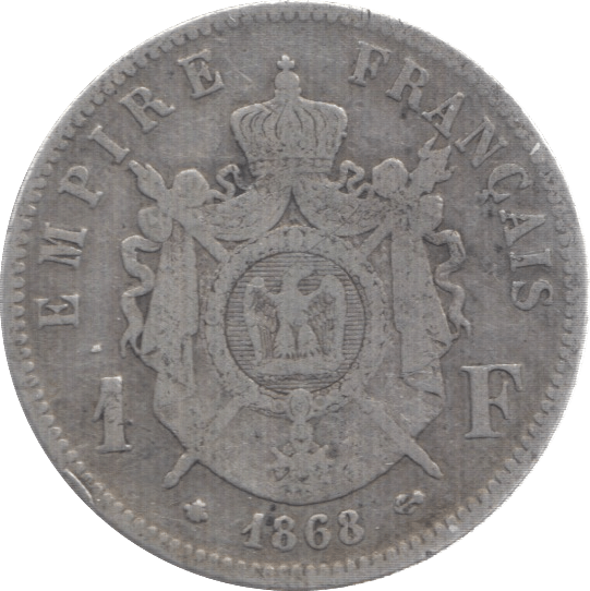 1868 SILVER ONE FRANC FRANCE - SILVER WORLD COINS - Cambridgeshire Coins