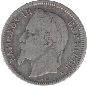 1868 SILVER ONE FRANC FRANCE - SILVER WORLD COINS - Cambridgeshire Coins