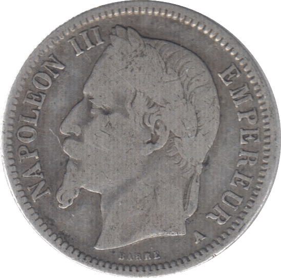 1868 SILVER ONE FRANC FRANCE - SILVER WORLD COINS - Cambridgeshire Coins