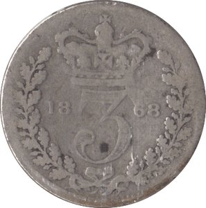 1868 SILVER THREEPENCE ( FAIR ) 2 - Threepence - Cambridgeshire Coins