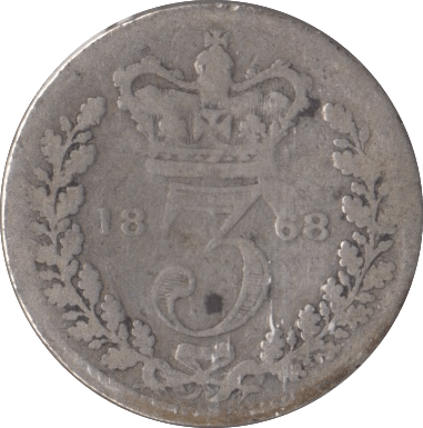 1868 SILVER THREEPENCE ( FAIR ) 2 - Threepence - Cambridgeshire Coins