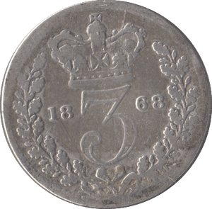 1868 SILVER THREEPENCE ( FAIR ) 3 - Threepence - Cambridgeshire Coins
