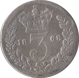 1868 SILVER THREEPENCE ( FAIR ) 3 - Threepence - Cambridgeshire Coins