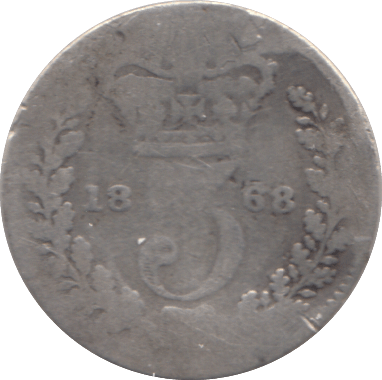 1868 SILVER THREEPENCE ( FAIR ) - Cambridgeshire Coins