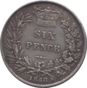 1868 SIXPENCE ( GVF ) DIE 12 - SIXPENCE - Cambridgeshire Coins
