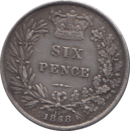 1868 SIXPENCE ( GVF ) DIE 12 - SIXPENCE - Cambridgeshire Coins