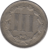 1868 THREE CENTS USA - SILVER WORLD COINS - Cambridgeshire Coins