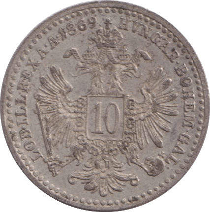 1869 10 KREUZER AUSTRIA - WORLD COINS - Cambridgeshire Coins