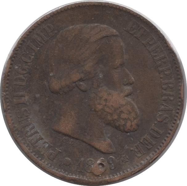 1869 20 REIS BRAZIL - WORLD COINS - Cambridgeshire Coins