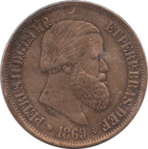 1869 20 REIS BRAZIL - WORLD COINS - Cambridgeshire Coins